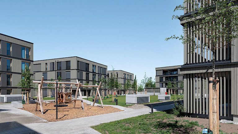 Quartier résidentiel NaturELLA à Langenargen, construit en bois